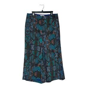 Anthropologie the essential blue green print culottes pants size 2